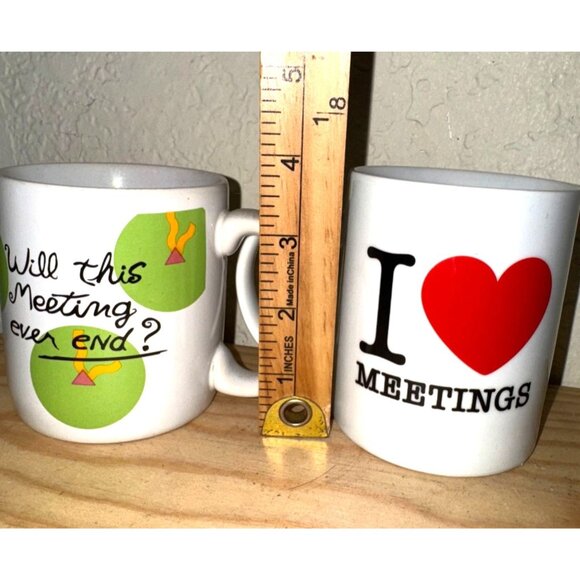 Set Of 2 Coffee Mugs With Funny Meeting Quotes - Picture 2 of 6